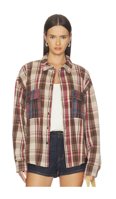 One Teaspoon Prairie Check Daria Shirt In Sand