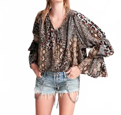 One Teaspoon Punk Python Sophisticated Savage Top In Animal Print In Brown