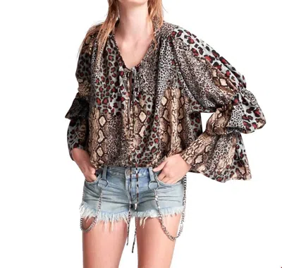 One Teaspoon Punk Python Sophisticated Savage Top In Multi In Beige