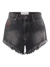 One Teaspoon Renegades Frayed Denim Shorts In Gray