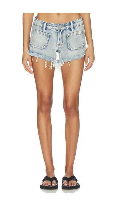 One Teaspoon Retro Dukes Low Waist Mini Denim Shorts In Blue