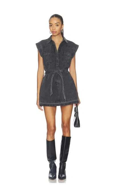 One Teaspoon Rogue Aviator Mini Denim Dress In Black