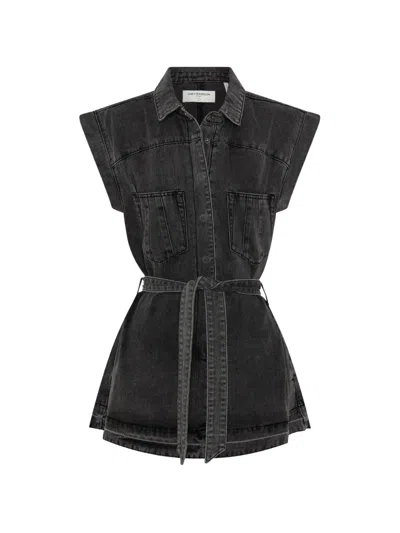 One Teaspoon Rogue Belted Denim Dress In Black