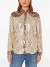 One Teaspoon Sequin-embellished Button Shirt In Brown