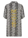 One Teaspoon Snake-print Short-sleeve Shirt In Gray