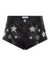 One Teaspoon Star-embellished Rolled Shorts In Black