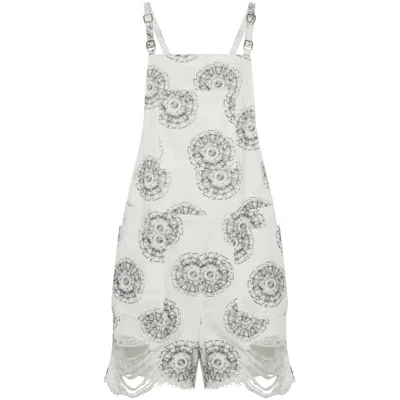 One Teaspoon Chic Denim Shoulder Pad Dress In White