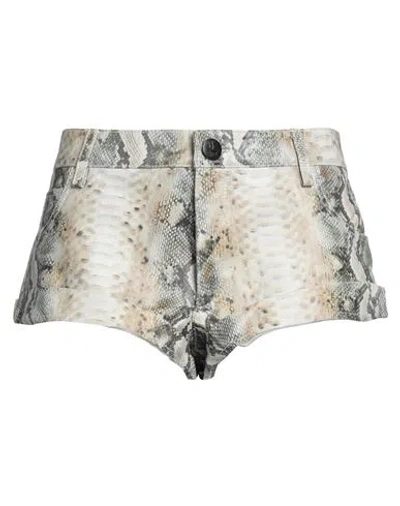 One Teaspoon Women's Leather Printed Shorts In Beige Multicolor