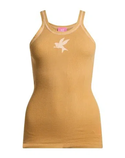 One Teaspoon Woman Tank Top Mustard Size Xs Cotton In Brown