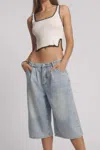 One Teaspoon Women's Beastie Low Rider Denim Short In Soft Blue In Multi