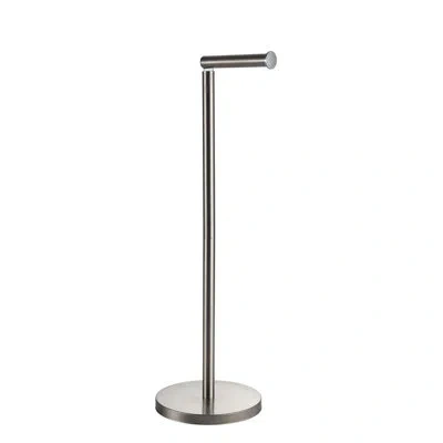 One Toilet Paper Holder Standing On Floor, Tissue Holder On Floor With Reserve Storage Paper Rolls, Free In Brushed Nickel