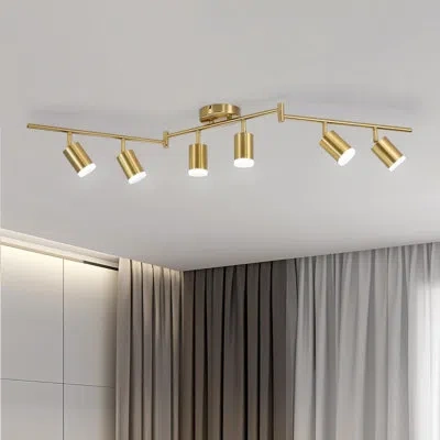 One Track Lighting Fixture Ceiling, Modern Track Light Fixtures Kitchen, 8-light Rotatable Led Track Lig In Gold