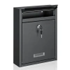One Wall Mount Mailbox For Outside, Locking Mail Box, Large Mailbox With Key Lock, Security Mail Box For In Black