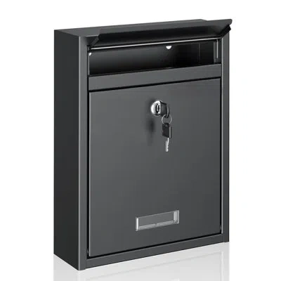 One Wall Mount Mailbox For Outside, Locking Mail Box, Large Mailbox With Key Lock, Security Mail Box For In Black
