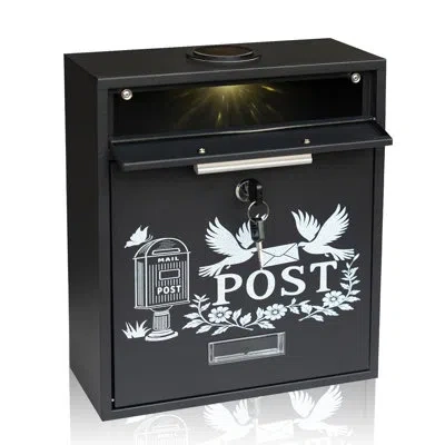 One Wall Mount Mailbox, Large Capacity Mailbox For House, Visibility Galvanized Steel Rust-proof Metal P In Black