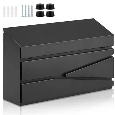 One Wall Mount Mailbox Large Capacity Mailbox For Outside Galvanized Steel Rustproof Metal Mail Drop Pos In Black