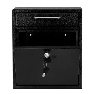 One Wall Mount Mailbox - Mailbox With Lock And Keys- Durable Wall Mounted Locking Mailbox And Cash Drop  In Black