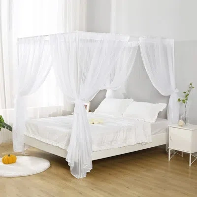 One White Canopy Bed Curtain For Queen Bed, Soft Sheer Bed Canopy Scarf For Adults (queen, White)
