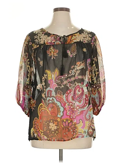Pre-owned One World 3/4 Sleeve Blouse In Black