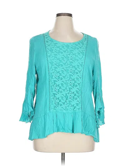 Pre-owned One World 3/4 Sleeve Blouse In Blue