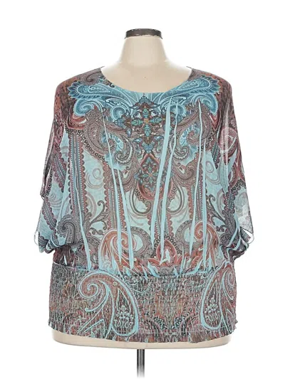 Pre-owned One World 3/4 Sleeve Blouse In Blue