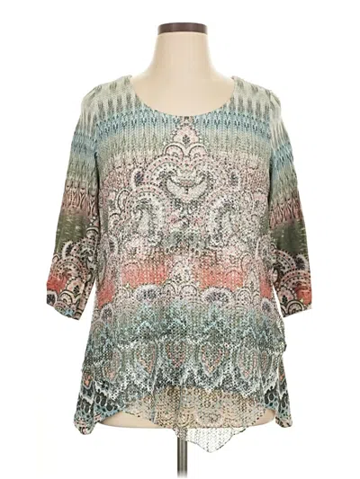 Pre-owned One World 3/4 Sleeve Blouse In Blue