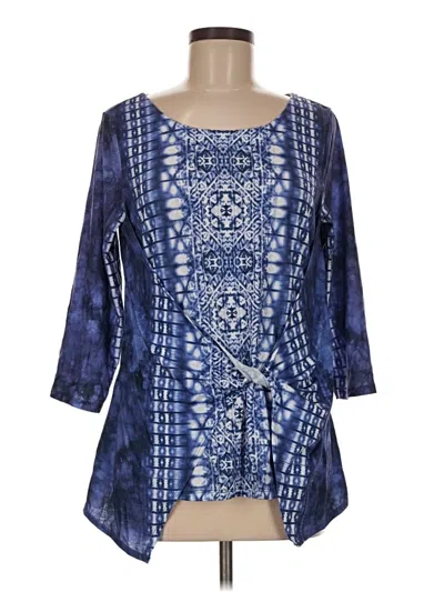 Pre-owned One World 3/4 Sleeve Blouse In Blue