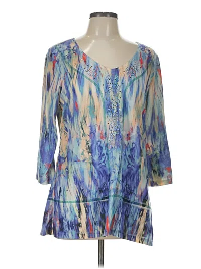 Pre-owned One World 3/4 Sleeve Blouse In Blue