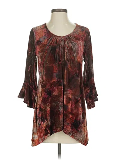 Pre-owned One World 3/4 Sleeve Blouse In Brown