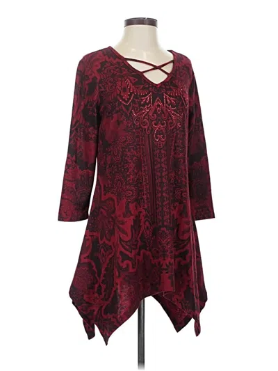Pre-owned One World 3/4 Sleeve Blouse In Burgundy