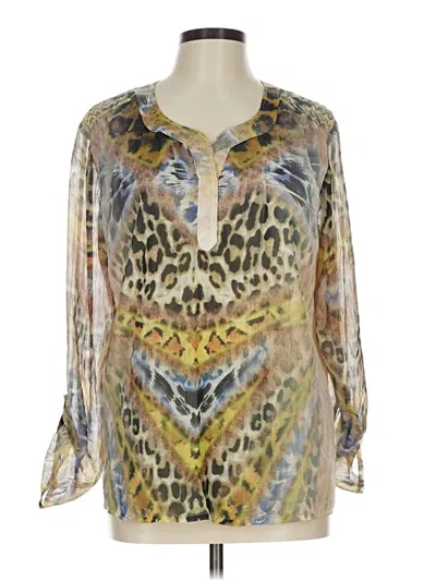 Pre-owned One World 3/4 Sleeve Blouse In Gold