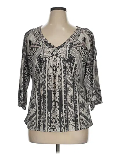 Pre-owned One World 3/4 Sleeve Blouse In Gray