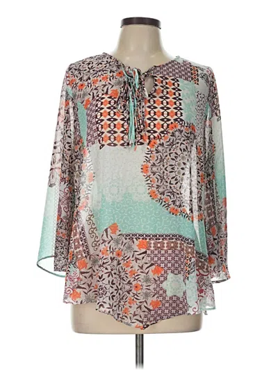 Pre-owned One World 3/4 Sleeve Blouse In Gray