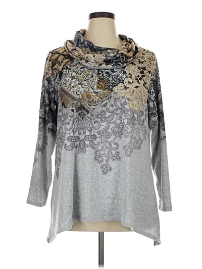 Pre-owned One World 3/4 Sleeve Blouse In Gray