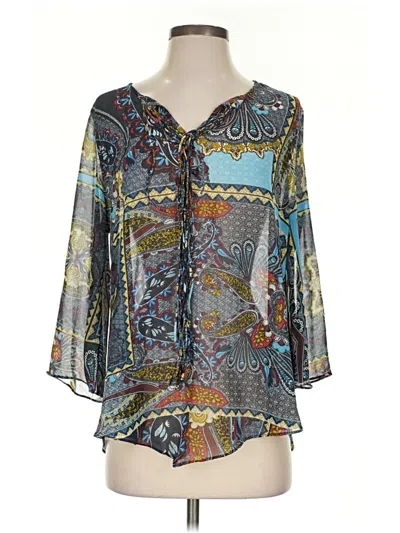 Pre-owned One World 3/4 Sleeve Blouse In Gray