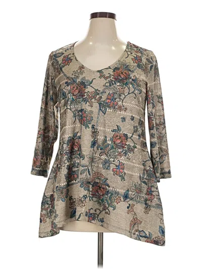 Pre-owned One World 3/4 Sleeve Blouse In Gray