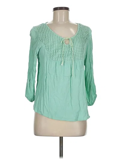 Pre-owned One World 3/4 Sleeve Blouse In Green