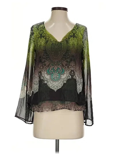 Pre-owned One World 3/4 Sleeve Blouse In Green