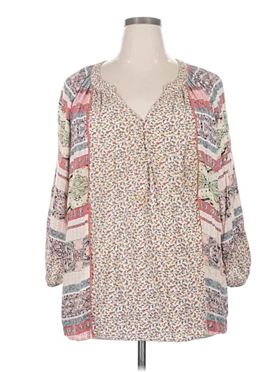 Pre-owned One World 3/4 Sleeve Blouse In Ivory