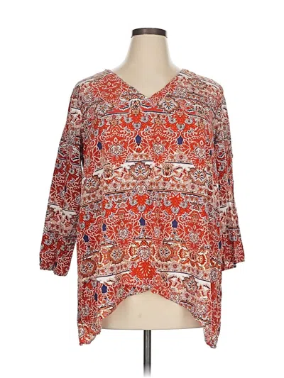 Pre-owned One World 3/4 Sleeve Blouse In Orange