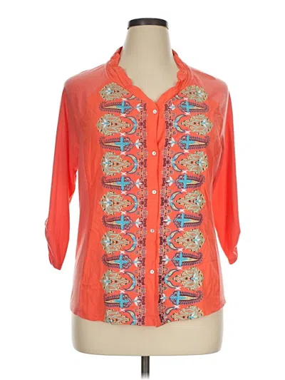 Pre-owned One World 3/4 Sleeve Blouse In Orange