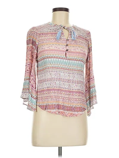 Pre-owned One World 3/4 Sleeve Blouse In Pink