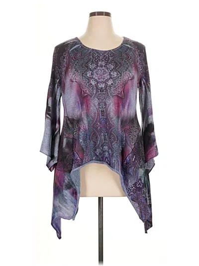Pre-owned One World 3/4 Sleeve Blouse In Purple