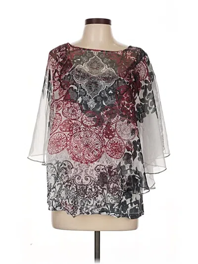 Pre-owned One World 3/4 Sleeve Blouse In Silver