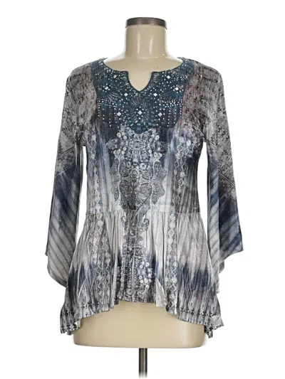 Pre-owned One World 3/4 Sleeve Blouse In Silver