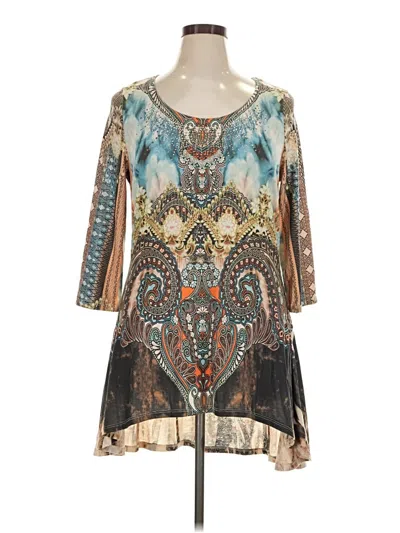 Pre-owned One World 3/4 Sleeve Blouse In Teal