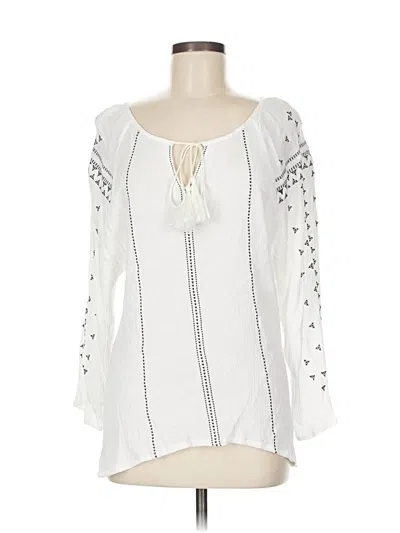 Pre-owned One World 3/4 Sleeve Blouse In White