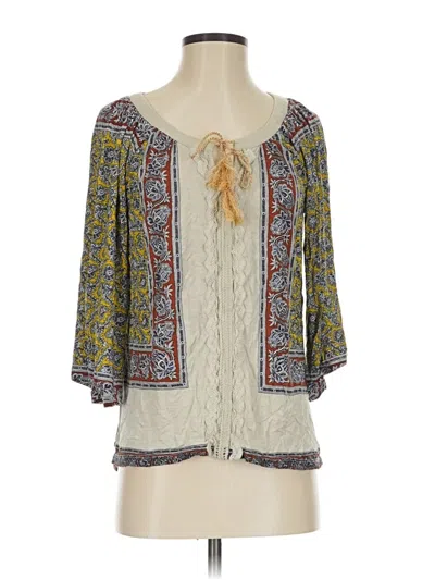 Pre-owned One World 3/4 Sleeve Blouse In White