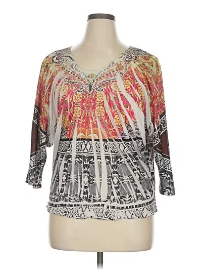 Pre-owned One World 3/4 Sleeve Blouse In White