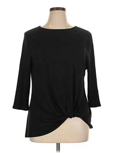 Pre-owned One World 3/4 Sleeve Top Black Crew Neck Tops